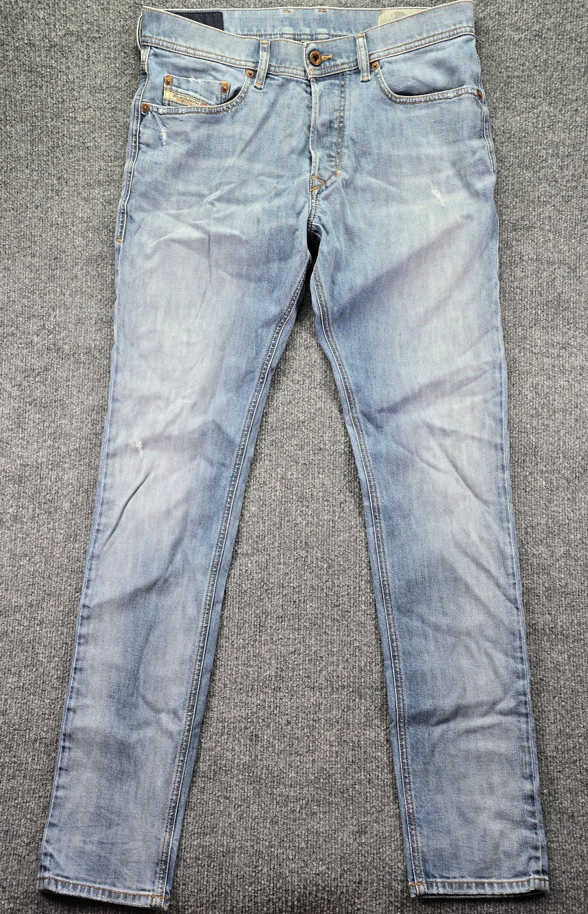 Diesel Tepphar Jeans Mens 30x32 (32x33) Light Wash Blue Slim Carrot Distressed